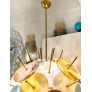 IQ3855 ITALIAN CONTEMPORARY BRASS & PASTEL MURANO GLASS SPUTNIK ROUND SPHERE CHANDELIER