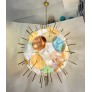 IQ3855 ITALIAN CONTEMPORARY BRASS & PASTEL MURANO GLASS SPUTNIK ROUND SPHERE CHANDELIER