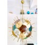 IQ3855 ITALIAN CONTEMPORARY BRASS & PASTEL MURANO GLASS SPUTNIK ROUND SPHERE CHANDELIER