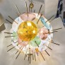 IQ3855 ITALIAN CONTEMPORARY BRASS & PASTEL MURANO GLASS SPUTNIK ROUND SPHERE CHANDELIER