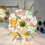 IQ3855 ITALIAN CONTEMPORARY BRASS & PASTEL MURANO GLASS SPUTNIK ROUND SPHERE CHANDELIER