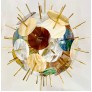 IQ3855 ITALIAN CONTEMPORARY BRASS & PASTEL MURANO GLASS SPUTNIK ROUND SPHERE CHANDELIER