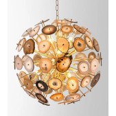 IQ3867 NATURAL BROWN YELLOW AGATE CRYSTAL CHANDELIER ROUND