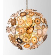 IQ3867 NATURAL BROWN YELLOW AGATE CRYSTAL CHANDELIER ROUND