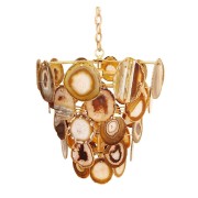 IQ3870 NATURAL BROWN AGATE CRYSTAL GEODE CHANDELIER