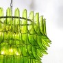 IQ3932 MODERNIST HAND-BLOWN PERIDOT MURANO GLASS FEATHER CHANDELIER