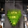 IQ3932 MODERNIST HAND-BLOWN PERIDOT MURANO GLASS FEATHER CHANDELIER