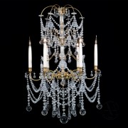 IQ4132 A CUT-GLASS AND GILT-BRONZE SIX-LIGHT CHANDELIER