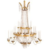 IQ4198 ITALIAN 18TH CENTURY NEO-CLASSICAL ST. GILT METAL, IRON, AND GLASS CHANDELIER