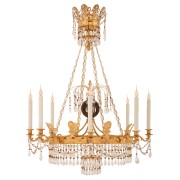 IQ4199 BALTIC 19TH CENTURY NEO-CLASSICAL ST. ORMOLU, CRYSTAL AND GLASS CHANDELIER