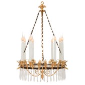 IQ4201 FRENCH 19TH CENTURY NEO-CLASSICAL ST. BRONZE, ORMOLU, AND CRYSTAL CHANDELIER