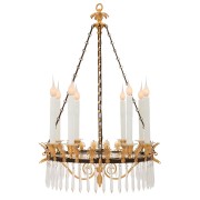 IQ4201 FRENCH 19TH CENTURY NEO-CLASSICAL ST. BRONZE, ORMOLU, AND CRYSTAL CHANDELIER
