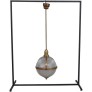 IQ4288 VINTAGE BRASS AND GLASS HOLOPHANE STYLE PENDANT LAMP
