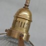 IQ4288 VINTAGE BRASS AND GLASS HOLOPHANE STYLE PENDANT LAMP