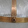 IQ4288 VINTAGE BRASS AND GLASS HOLOPHANE STYLE PENDANT LAMP