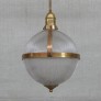 IQ4288 VINTAGE BRASS AND GLASS HOLOPHANE STYLE PENDANT LAMP