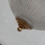 IQ4288 VINTAGE BRASS AND GLASS HOLOPHANE STYLE PENDANT LAMP