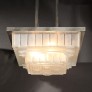 IQ4298 ART DECO CHANDELIER IN SKYSCRAPER FROSTED GLASS & SILVERED BRONZE SIGNED SABINO