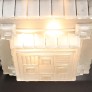 IQ4298 ART DECO CHANDELIER IN SKYSCRAPER FROSTED GLASS & SILVERED BRONZE SIGNED SABINO