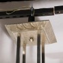 IQ4298 ART DECO CHANDELIER IN SKYSCRAPER FROSTED GLASS & SILVERED BRONZE SIGNED SABINO