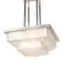 IQ4298 ART DECO CHANDELIER IN SKYSCRAPER FROSTED GLASS & SILVERED BRONZE SIGNED SABINO