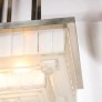 IQ4298 ART DECO CHANDELIER IN SKYSCRAPER FROSTED GLASS & SILVERED BRONZE SIGNED SABINO