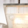 IQ4298 ART DECO CHANDELIER IN SKYSCRAPER FROSTED GLASS & SILVERED BRONZE SIGNED SABINO