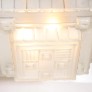 IQ4298 ART DECO CHANDELIER IN SKYSCRAPER FROSTED GLASS & SILVERED BRONZE SIGNED SABINO