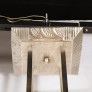 IQ4298 ART DECO CHANDELIER IN SKYSCRAPER FROSTED GLASS & SILVERED BRONZE SIGNED SABINO