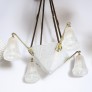 IQ4299 ART DECO FOUR ARM FROSTED GLASS & SILVERED BRONZE CHANDELIER 
