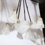 IQ4299 ART DECO FOUR ARM FROSTED GLASS & SILVERED BRONZE CHANDELIER 