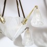 IQ4299 ART DECO FOUR ARM FROSTED GLASS & SILVERED BRONZE CHANDELIER 