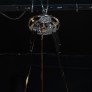 IQ4300 ART DECO CUBIST FOUR-GLOBE FROSTED RELIEF GLASS CHANDELIER