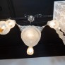 IQ4300 ART DECO CUBIST FOUR-GLOBE FROSTED RELIEF GLASS CHANDELIER