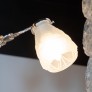 IQ4300 ART DECO CUBIST FOUR-GLOBE FROSTED RELIEF GLASS CHANDELIER