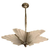IQ4325 GRAND FRENCH ART DECO SIX-PANEL STARBURST CHANDELIER