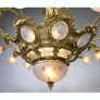 IQ4346 FRENCH BELLE EPOQUE GILT-BRONZE & MOLDED GLASS 16 LIGHT PLAFONNIER CHANDELIER