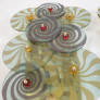 IQ4424 PAIR OF LARGE GREEN MURANO DISCS SCONCES