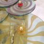 IQ4424 PAIR OF LARGE GREEN MURANO DISCS SCONCES