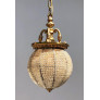 IQ4496 PAIR BELLE EPOQUE BRONZE AND BEADED CRYSTAL SPHERE CHANDELIERS