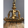 IQ4496 PAIR BELLE EPOQUE BRONZE AND BEADED CRYSTAL SPHERE CHANDELIERS