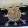 IQ4497 REGENCY TENT-AND-BASKET SILVER PLATE & CRYSTAL CHANDELIER