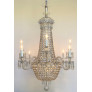 IQ4497 REGENCY TENT-AND-BASKET SILVER PLATE & CRYSTAL CHANDELIER