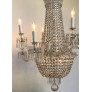 IQ4497 REGENCY TENT-AND-BASKET SILVER PLATE & CRYSTAL CHANDELIER
