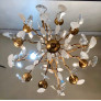 IQ4499 EARLY 20TH CENTURY FRENCH EIGHT ARM ROCK CRYSTAL AND GILT BRONZE CHANDELIER