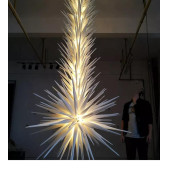 IQ4505 ELISA WHITE UNIQUE MURANO HAND BLOWN GLASS VERTICAL CHANDELIER