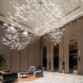 IQ4506 ISLIAH MODERN MURANO HAND BLOWN CLEAR CRYSTAL GLASS LEAF CHANDELIER