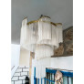 IQ4507 VINTAGE CHANDELIER MILK GLASS STICK SPIRAL 4 LIGHTS LARGE