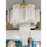 IQ4507 VINTAGE CHANDELIER MILK GLASS STICK SPIRAL 4 LIGHTS LARGE