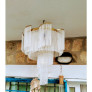 IQ4507 VINTAGE CHANDELIER MILK GLASS STICK SPIRAL 4 LIGHTS LARGE